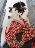 Woman Playing a Poppin After Utamaro AP 1981 Limited Edition Print by Michael Knigin - 1