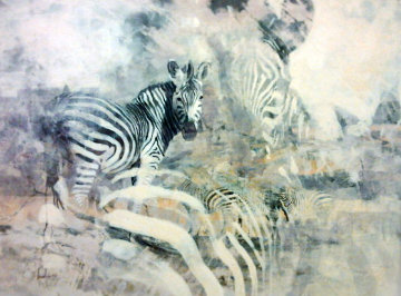 Zebra 1988 34x42 Super Huge Original Painting - Kobus Moller Zebra 1988 34x42 Super Huge Original Painting - Kobus Moller