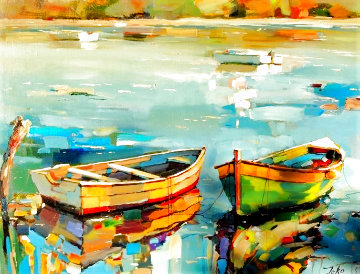 Boats 2018 24x32 Original Painting - Georgi Kolarov Boats 2018 24x32 Original Painting - Georgi Kolarov