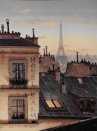Eiffel Tower At Dusk 2000 30x24 Original Painting by Liudimila Kondakova Eiffel Tower At Dusk 2000 30x24 Original Painting by Liudimila Kondakova
