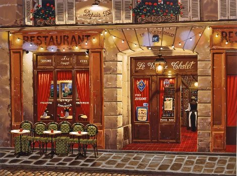 Le Vieux Chalet: Sidewalks of Paris, France  2004 Limited Edition Print - Liudmila Kondakova