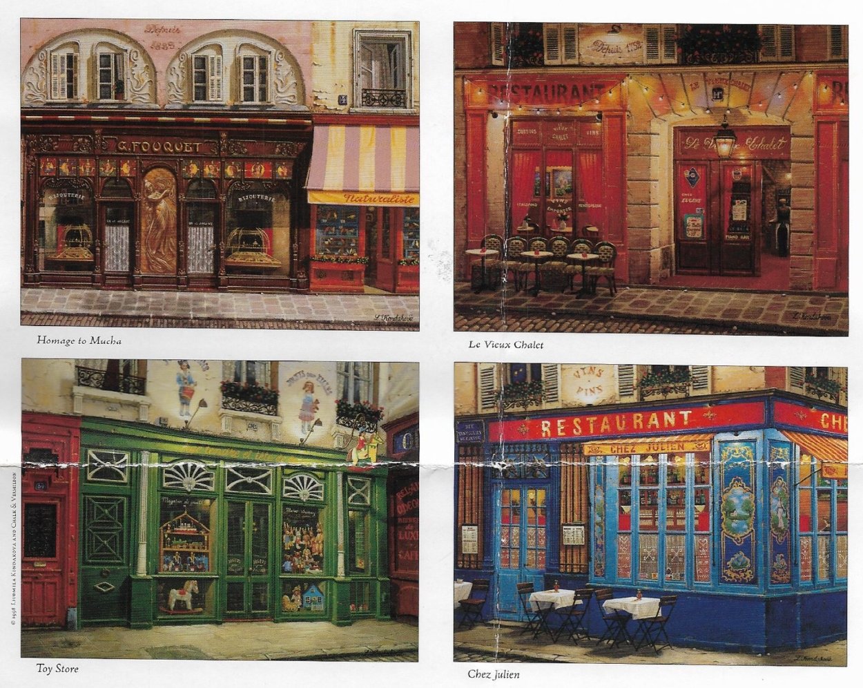Chez Julien: 4 Sidewalks of Paris Suite 2002 Limited Edition Print by Liudimila Kondakova