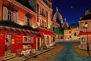 Place Du Tertre Paris At Night - France Limited Edition Print - Liudmila Kondakova