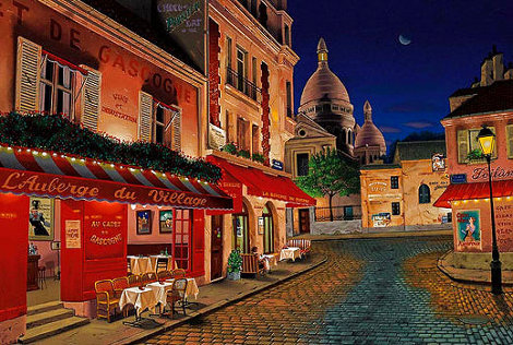Place Du Tertre Paris At Night - France Limited Edition Print - Liudmila Kondakova