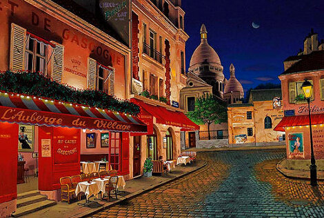 Place Du Tertre Paris At Night - Paris, France Limited Edition Print - Liudmila Kondakova