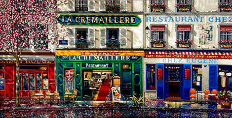 Les Trois Cafe 2005 - Huge, Framed on Panel - Paris, France Limited Edition Print - Liudmila Kondakova