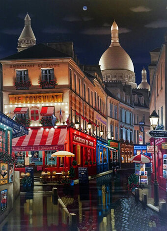 Paris By Night 2005 - Huge, Framed on Panel  - France Limited Edition Print - Liudmila Kondakova