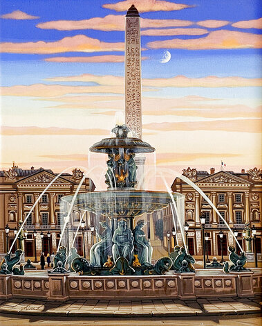 Place de la Concorde 2005 - Framed Serigraph on Board - Paris, France Limited Edition Print - Liudmila Kondakova