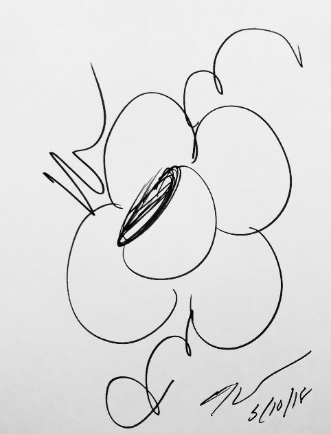 Flowers Sketch Drawing 2018 12x9 Drawing by Jeff Koons