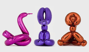 Balloon Swan, Rabbit, And Monkey, Set of 3 Porcelain Sculptures 2019 11 in Sculpture - Jeff Koons Balloon Swan, Rabbit, And Monkey, Set of 3 Porcelain Sculptures 2019 11 in Sculpture - Jeff Koons