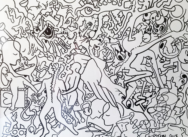 Full Disclosure Drawing 2014 45x35 Drawing - Mark Kostabi