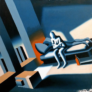 Serene Deja Vu 1988 36x36 Original Painting - Mark Kostabi
