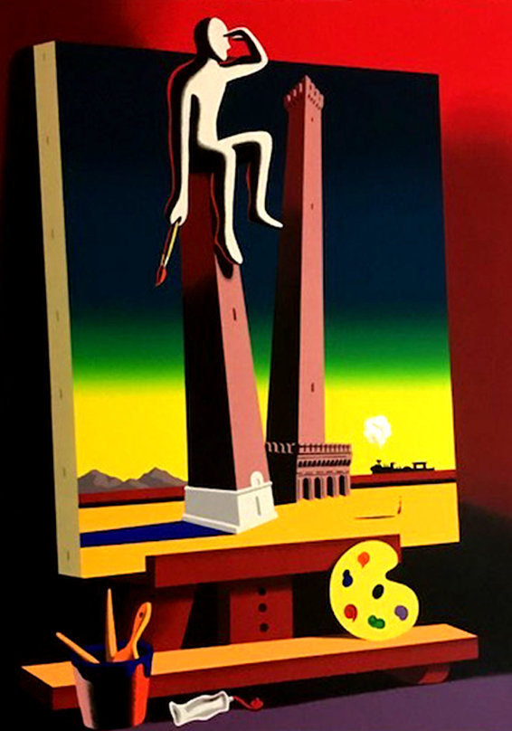 最終値下げ マーク・コスタビ Mark Kostabi 油彩 12号
