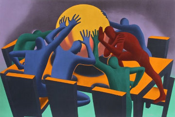 Earth Inc 1990 Limited Edition Print - Mark Kostabi Earth Inc 1990 Limited Edition Print - Mark Kostabi