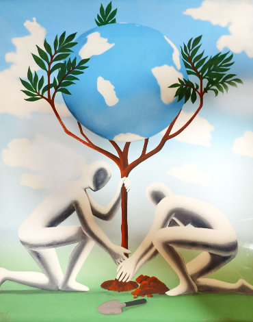 Give Leaves a Chance 1990 40x30 Limited Edition Print - Mark Kostabi