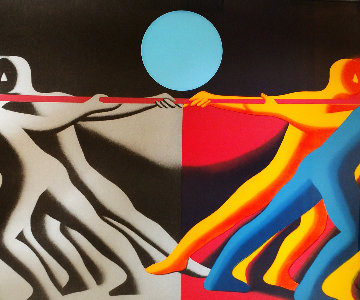 Tug of War 1990 Huge 24x48 Limited Edition Print - Mark Kostabi Tug of War 1990 Huge 24x48 Limited Edition Print - Mark Kostabi