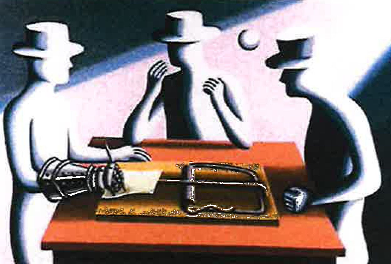 Art of the Deal Iron Fist 1993 38x26 Limited Edition Print by Mark Kostabi Art of the Deal Iron Fist 1993 38x26 Limited Edition Print by Mark Kostabi