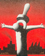 Great Pacifier Industrialization, Industrial Town 1994 14x12 Original Painting by Mark Kostabi - 0 Great Pacifier Industrialization, Industrial Town 1994 14x12 Original Painting by Mark Kostabi - 0
