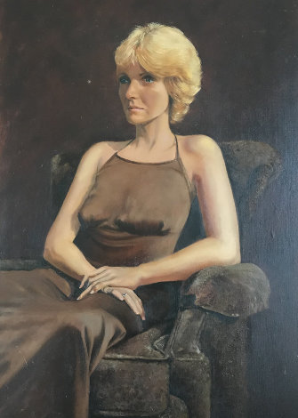 Untitled (Portrait of a Woman) 1979 40x28 Huge Original Painting - Mark Kostabi
