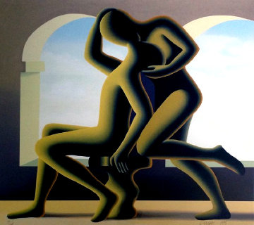 Golden Kiss 1995 Limited Edition Print - Mark Kostabi Golden Kiss 1995 Limited Edition Print - Mark Kostabi