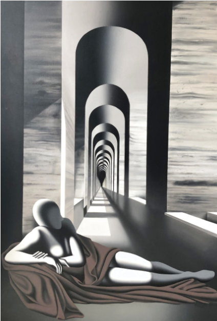 Last Day of Color 2007 51x35 Huge Original Painting - Mark Kostabi