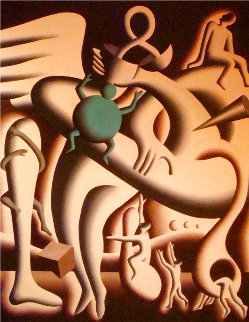 Onward and Upward 1987 73x61 - Huge Mural Size Original Painting - Mark Kostabi Onward and Upward 1987 73x61 - Huge Mural Size Original Painting - Mark Kostabi