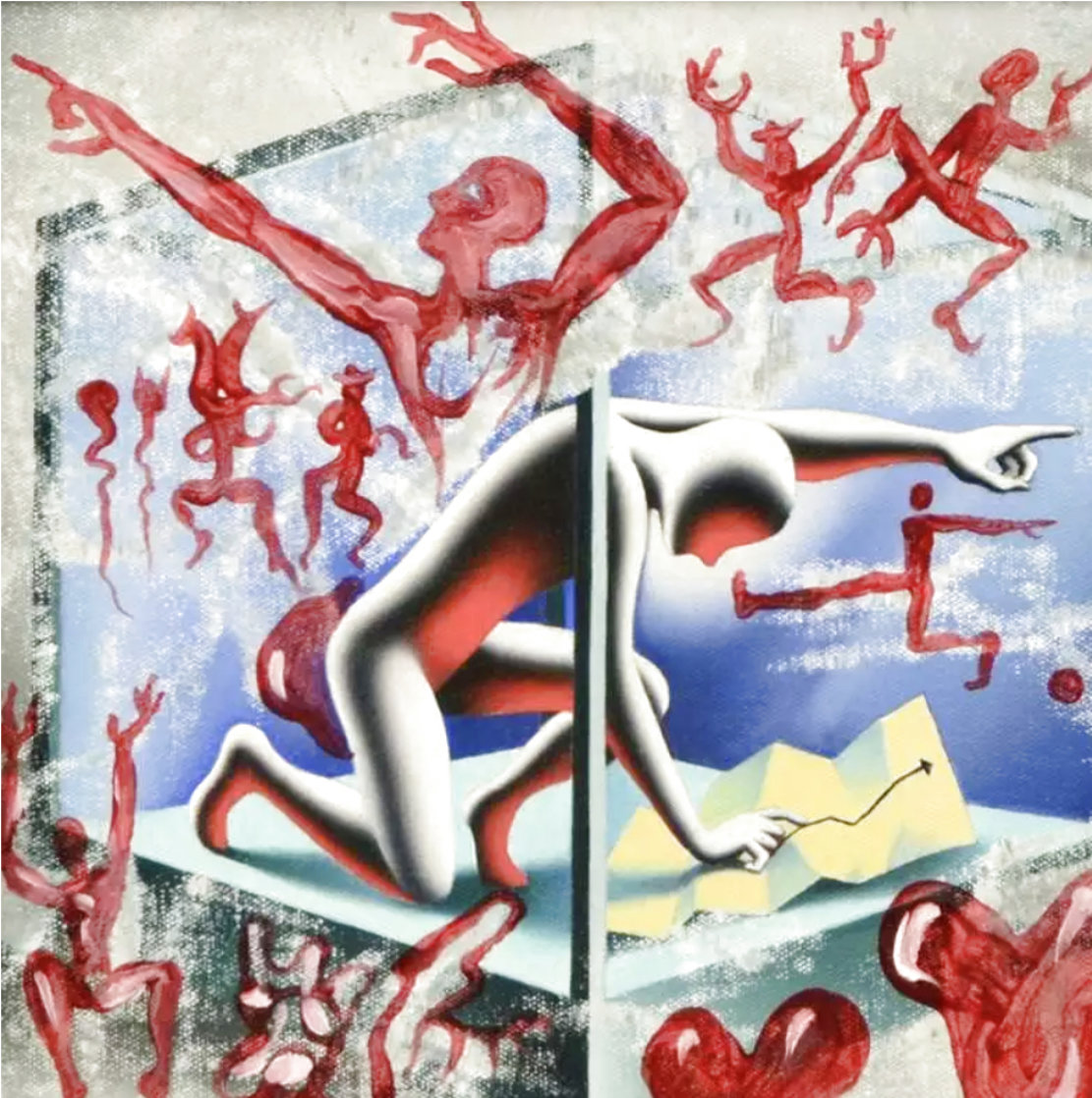 If All Else Fails 2012 18x18 Original Painting by Mark Kostabi