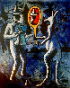 Simultaneous Examination 1984 84x60 - Huge Mural Size Original Painting by Mark Kostabi - 0