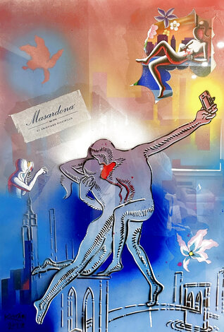 Achieving the Miracle 2023 - 49x35 - Huge Original Painting - Mark Kostabi