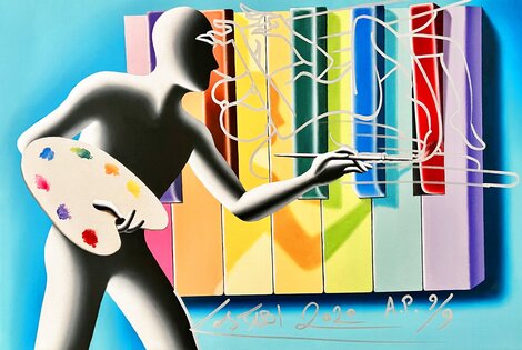 Scarlet a Sharp AP 2020 HS - Framed Embellished Giclee on Canvas Limited Edition Print - Mark Kostabi