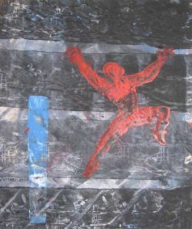 Armour Clad 1997 39x34 Original Painting - Mark Kostabi Armour Clad 1997 39x34 Original Painting - Mark Kostabi
