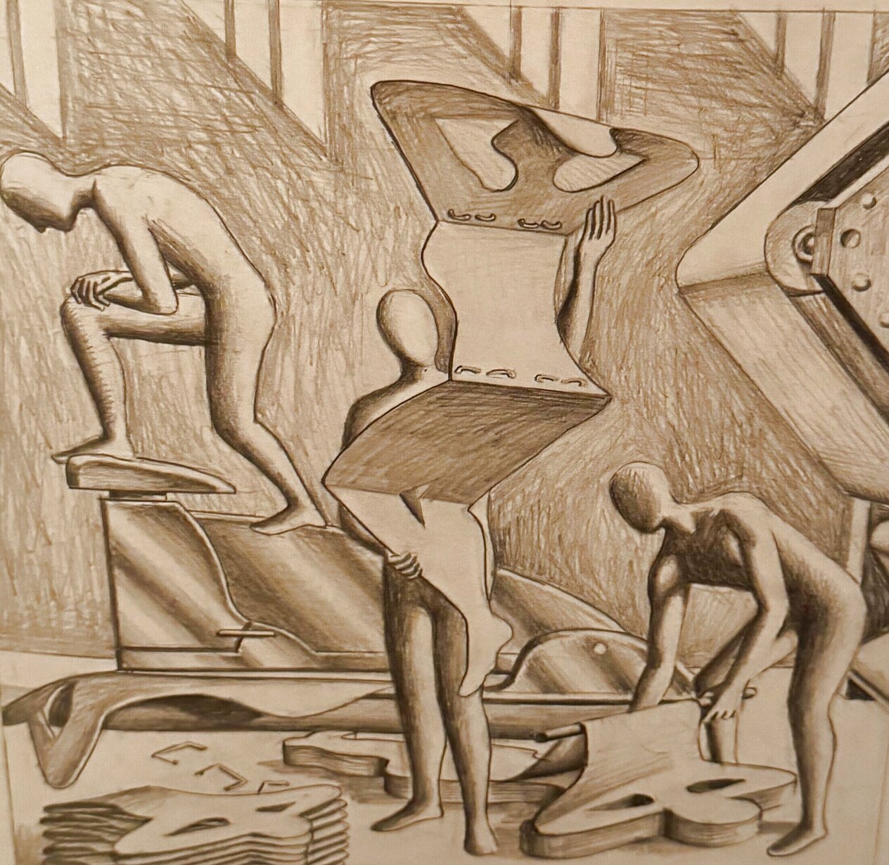 Stamp of Approval Framed Pencil Drawing 11x11 by Mark Kostabi - For ...