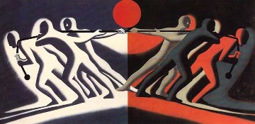 Tug of War 1990 Limited Edition Print - Mark Kostabi Tug of War 1990 Limited Edition Print - Mark Kostabi