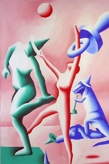 Ring Master (Circus) 1985 70x48 Huge Original Painting - Mark Kostabi Ring Master (Circus) 1985 70x48 Huge Original Painting - Mark Kostabi