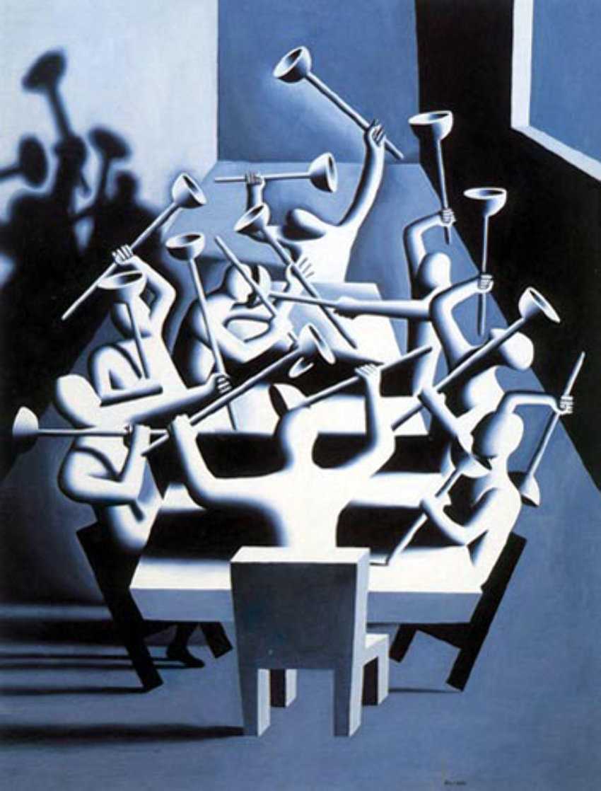 Upheaval 1994 44x33 Huge  Limited Edition Print by Mark Kostabi