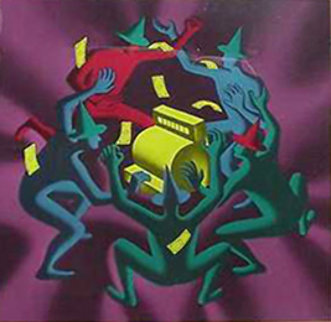 Cash Dance 1990 Limited Edition Print - Mark Kostabi Cash Dance 1990 Limited Edition Print - Mark Kostabi