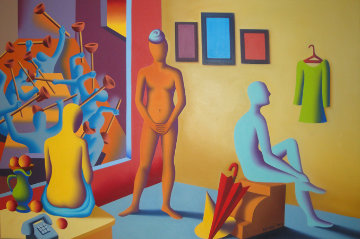 Three Graces 1993 40x60 Huge Original Painting - Mark Kostabi Three Graces 1993 40x60 Huge Original Painting - Mark Kostabi