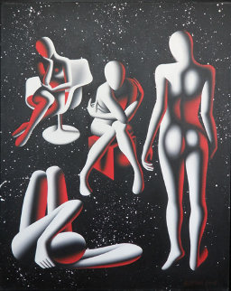 Tangled Positions of Reason 2005 65x49 Original Painting - Mark Kostabi Tangled Positions of Reason 2005 65x49 Original Painting - Mark Kostabi