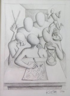 Committee Rules Drawing 1990 17x15 Drawing - Mark Kostabi Committee Rules Drawing 1990 17x15 Drawing - Mark Kostabi