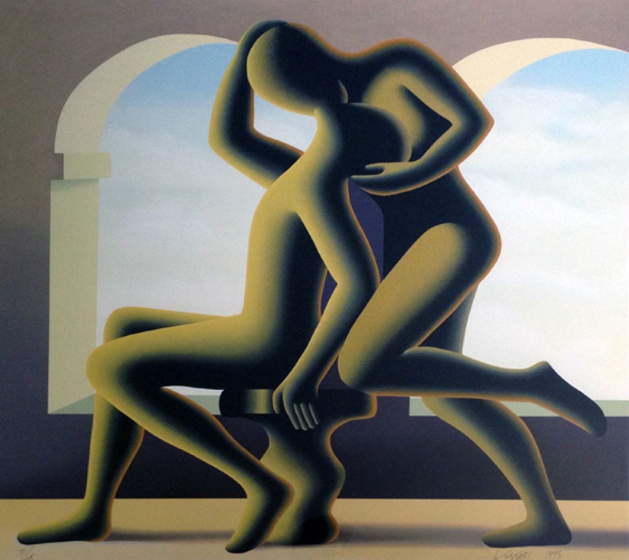 Golden Kiss 1995  Limited Edition Print by Mark Kostabi