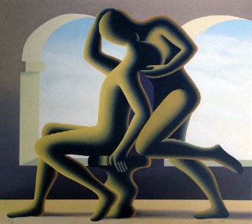 Golden Kiss 1995 Limited Edition Print - Mark Kostabi Golden Kiss 1995 Limited Edition Print - Mark Kostabi