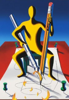 Careful With That Ax, Eugene 2001 Limited Edition Print - Mark Kostabi Careful With That Ax, Eugene 2001 Limited Edition Print - Mark Kostabi