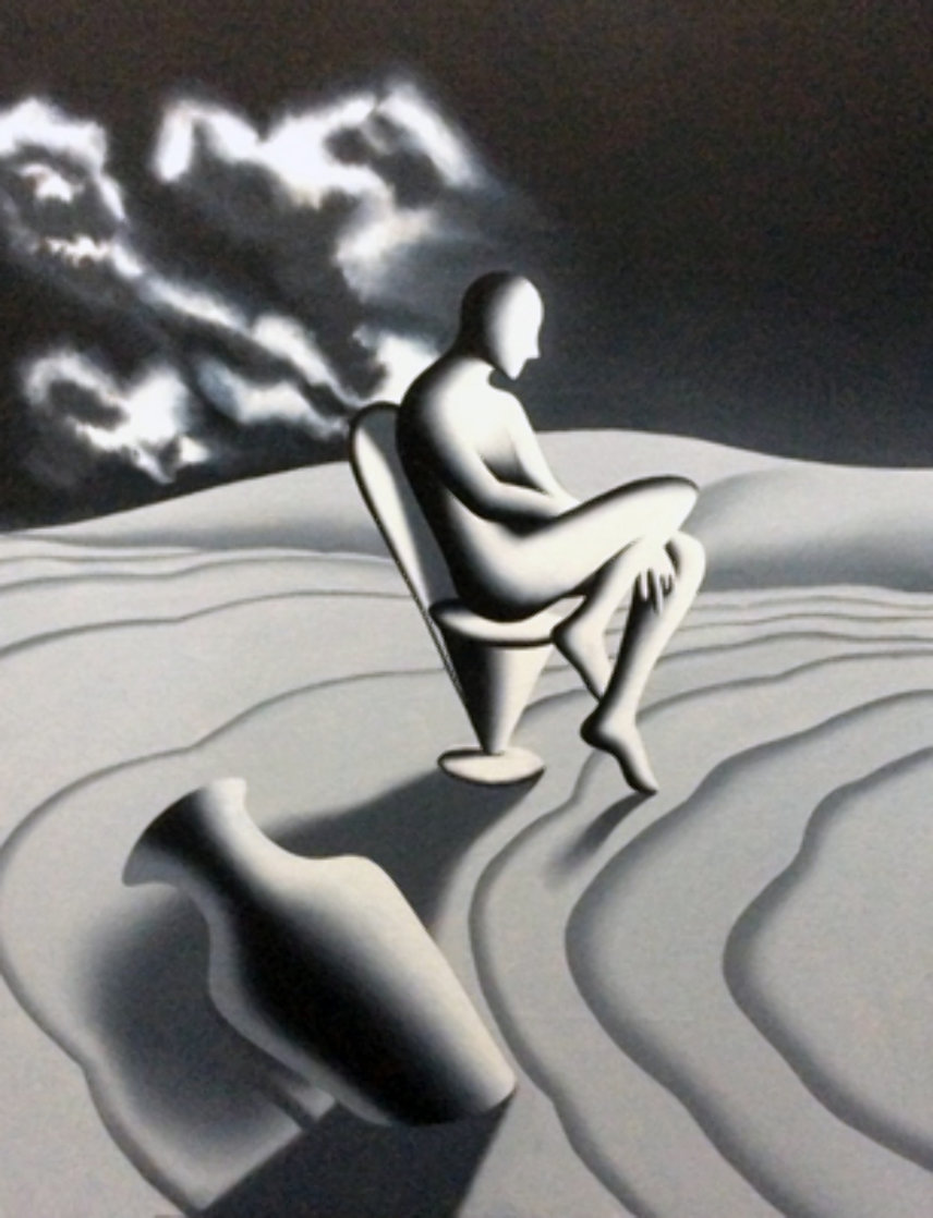 Riddle of Night And Day 1999 42x32 Huge Original Painting by Mark Kostabi