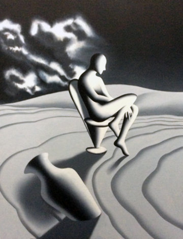 Riddle of Night And Day 1999 42x32 Huge Original Painting - Mark Kostabi