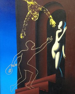 Multiple Transparencies 1997 33x39 Original Painting - Mark Kostabi