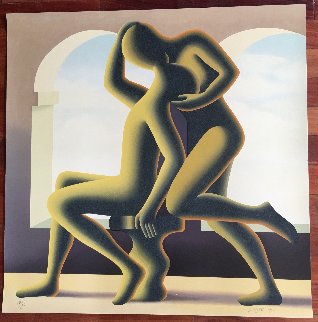 Golden Kiss 1995 Limited Edition Print - Mark Kostabi Golden Kiss 1995 Limited Edition Print - Mark Kostabi