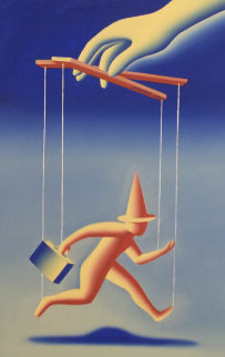 Control Freak 1992 21x29 Original Painting - Mark Kostabi Control Freak 1992 21x29 Original Painting - Mark Kostabi
