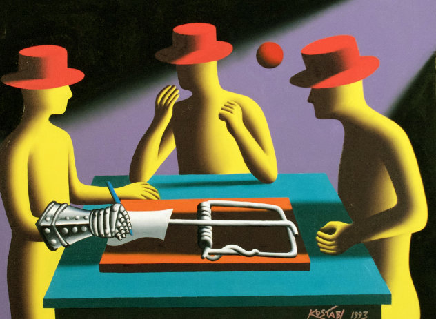 Art of the Deal (Nimzo Indian Defense) 1993 22x28 Original Painting by Mark Kostabi