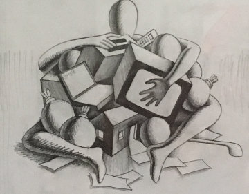 American Victim Drawing 2002 13x14 Drawing - Mark Kostabi American Victim Drawing 2002 13x14 Drawing - Mark Kostabi