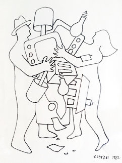 Study For Materialism II 1982 Drawing - Mark Kostabi Study For Materialism II 1982 Drawing - Mark Kostabi